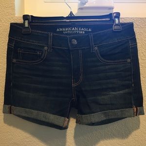 American Eagle Outfitters midi-rise denim shorts